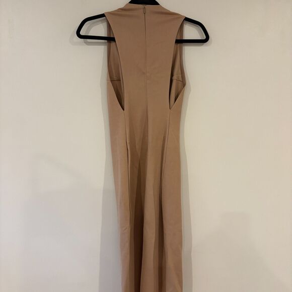 Aritzia Babaton Mock Neck Fitted Sheath Dress Tan 0 - Picture 3 of 6